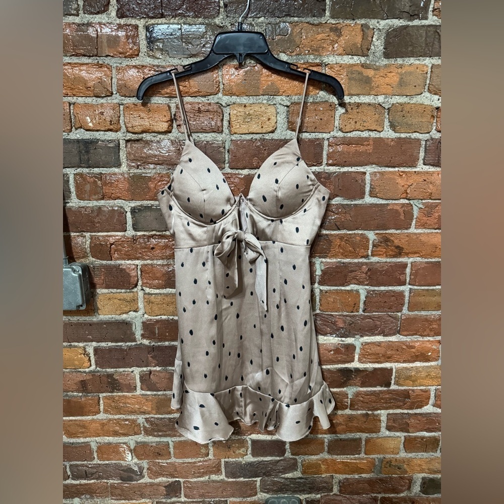 Angel Biba Beige Polka Dot Mini Dress Size Large